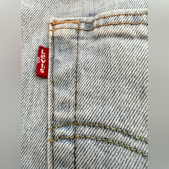 Signature by Levi Strauss Blue Denim Jean Shorts with Vintage Distressing - Picture 4 of 5